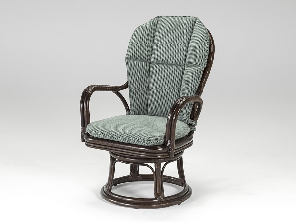 籐・ラタンのレバーストップ付き回転椅子/椅子/W60XD68XH92(座面高さ40 