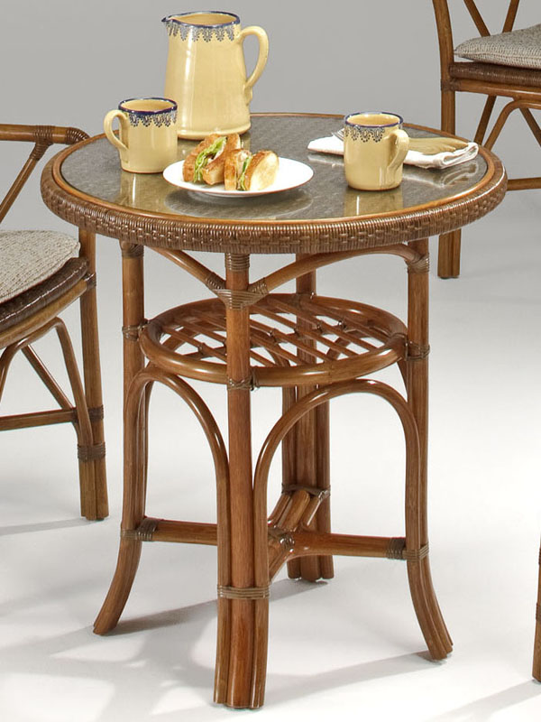 籐・ラタンのサイドテーブル/66丸×H68/木目色/総手編み造り/ナチュラル 