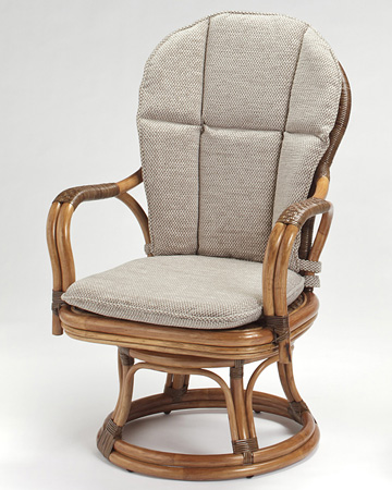 籐・ラタンのオリッサハイバック高さ回転椅子/椅子/ハイバック/W60×D68×H92/高級籐皮（ピール）網代編み/KZR-362
